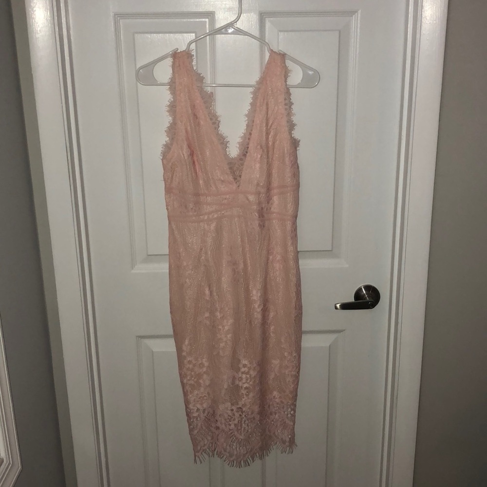 Light Pink lace Nasty Gal fitted dress